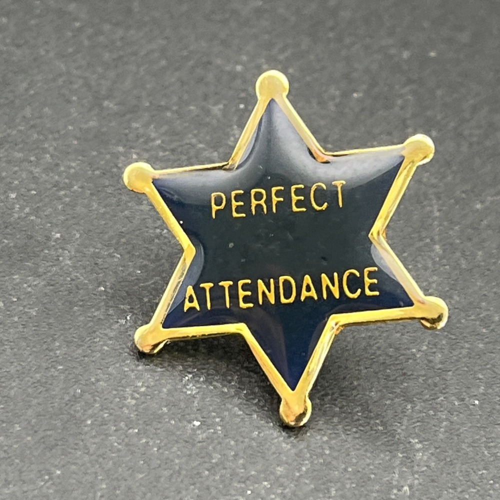 Perfect Attendance Sheriff Star Lapel Hat Pin